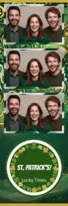 Variante bande 2x6, 3 photos et orientation paysage du design photobooth Saint Patricks Day Shamrocks pour Vivabox