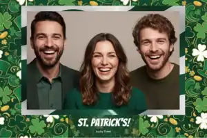 Variante format paysage 6x4, 1 photo et orientation paysage du design photobooth Saint Patricks Day Shamrocks pour Vivabox