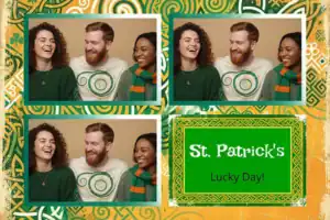 Variante format paysage 6x4, 3 photos et orientation paysage du design photobooth Celtic St Patricks Day pour Vivabox