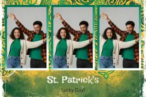 Variante format paysage 6x4, 3 photos et orientation portrait du design photobooth Celtic St Patricks Day pour Vivabox