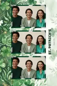 Variante format portrait 4x6, 3 photos et orientation paysage du design photobooth Watercolor Shamrock St Patricks Day pour Miroir Magique