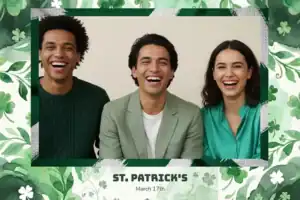 Variante format paysage 6x4, 1 photo et orientation paysage du design photobooth Watercolor Shamrock St Patricks Day pour Vivabox