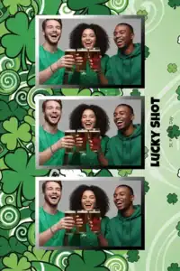 Variante format portrait 4x6, 3 photos et orientation paysage du design photobooth St Patricks Lucky Shot pour Miroir Magique