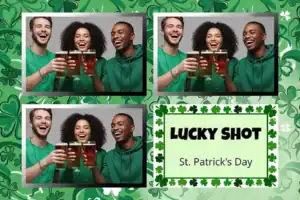 Variante format paysage 6x4, 3 photos et orientation paysage du design photobooth St Patricks Lucky Shot pour Vivabox