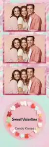 Variante bande 2x6, 3 photos et orientation paysage du design photobooth Sweet Candy Love pour Vivabox