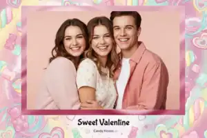 Variante format paysage 6x4, 1 photo et orientation paysage du design photobooth Sweet Candy Love pour Vivabox