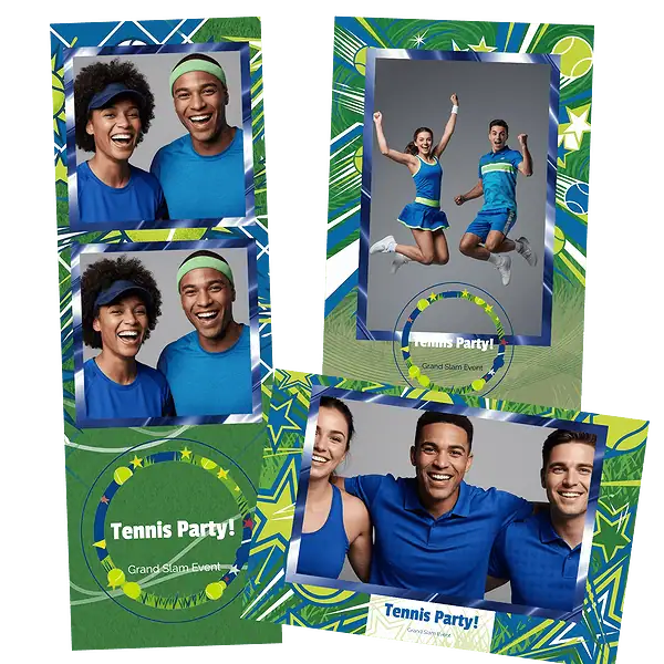 Design photobooth Bold Blue Tennis Party pour Vivabox et Miroir