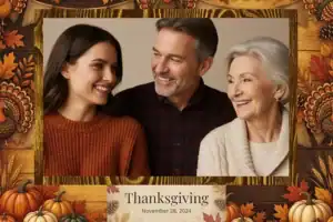 Variante format paysage 6x4, 1 photo et orientation paysage du design photobooth Rustic Thanksgiving Harvest Feast pour Vivabox