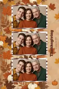 Variante format portrait 4x6, 3 photos et orientation paysage du design photobooth Rustic Thanksgiving Harvest 4 pour Miroir Magique