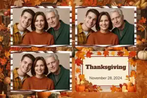 Variante format paysage 6x4, 3 photos et orientation paysage du design photobooth Rustic Thanksgiving Harvest 4 pour Vivabox