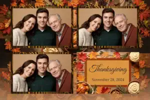 Variante format paysage 6x4, 3 photos et orientation paysage du design photobooth Rustic Thanksgiving Feast pour Vivabox
