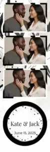 Variante bande 2x6, 3 photos et orientation paysage du design photobooth Minimal Brush Love pour Vivabox