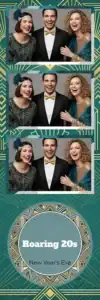 Variante bande 2x6, 3 photos et orientation paysage du design photobooth Teal Gold Gatsby Art Deco pour Vivabox