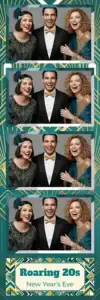 Variante bande 2x6, 4 photos et orientation paysage du design photobooth Teal Gold Gatsby Art Deco pour Vivabox