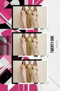 Variante format portrait 4x6, 3 photos et orientation paysage du design photobooth Modern Fashion Magazine Cover pour Miroir Magique
