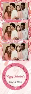 Variante bande 2x6, 3 photos et orientation paysage du design photobooth Playful Scribble Hearts pour Vivabox