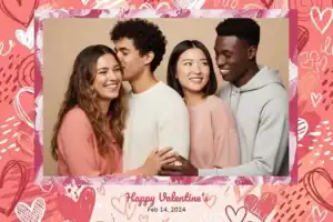 Variante format paysage 6x4, 1 photo et orientation paysage du design photobooth Playful Scribble Hearts pour Vivabox