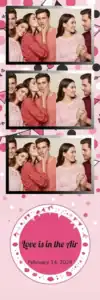 Variante bande 2x6, 3 photos et orientation paysage du design photobooth Playful Polka Dot Love pour Vivabox
