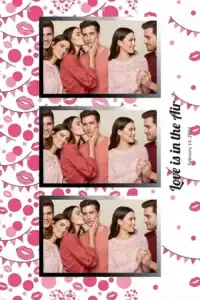 Variante format portrait 4x6, 3 photos et orientation paysage du design photobooth Playful Polka Dot Love pour Miroir Magique