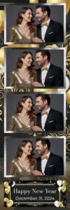 Variante bande 2x6, 4 photos et orientation paysage du design photobooth Gold Glitter New Years Eve pour Vivabox