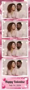 Variante bande 2x6, 4 photos et orientation paysage du design photobooth Glossy Pink Heart Romance pour Vivabox