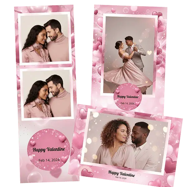 Design photobooth Glossy Pink Heart Romance pour Vivabox et Miroir