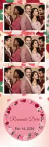 Variante bande 2x6, 3 photos et orientation paysage du design photobooth Romantic Rose Party pour Vivabox