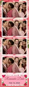 Variante bande 2x6, 4 photos et orientation paysage du design photobooth Romantic Rose Party pour Vivabox