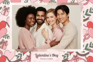Variante format paysage 6x4, 1 photo et orientation paysage du design photobooth Pink Valentine Special pour Vivabox