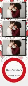 Variante bande 2x6, 3 photos et orientation paysage du design photobooth Minimalist Heart Love pour Vivabox