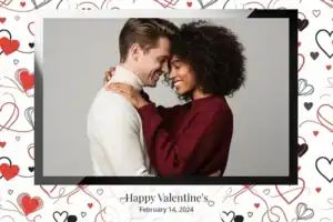 Variante format paysage 6x4, 1 photo et orientation paysage du design photobooth Minimalist Heart Love pour Vivabox