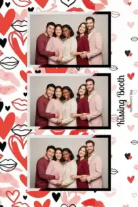 Variante format portrait 4x6, 3 photos et orientation paysage du design photobooth Modern Kissing Booth pour Miroir Magique