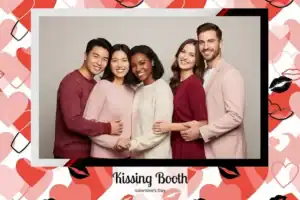 Variante format paysage 6x4, 1 photo et orientation paysage du design photobooth Modern Kissing Booth pour Vivabox