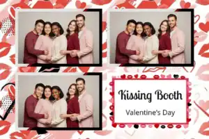 Variante format paysage 6x4, 3 photos et orientation paysage du design photobooth Modern Kissing Booth pour Vivabox
