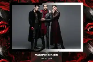 Variante format paysage 6x4, 1 photo et orientation paysage du design photobooth Vampire Kiss Halloween pour Vivabox