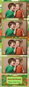 Variante bande 2x6, 4 photos et orientation paysage du design photobooth Green Jungle Dinosaur Birthday pour Vivabox