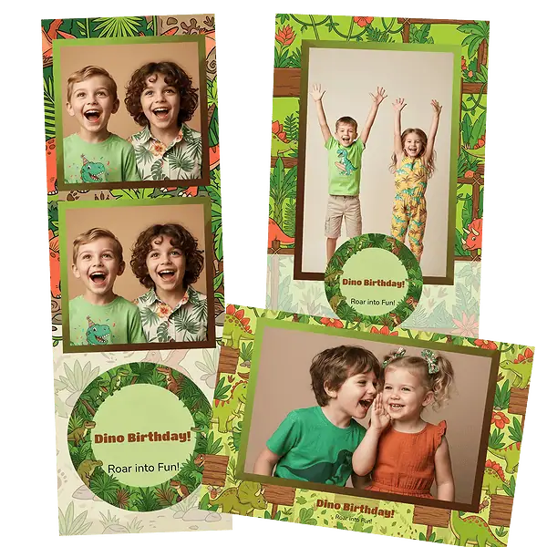 Design photobooth Green Jungle Dinosaur Birthday pour Vivabox et Miroir
