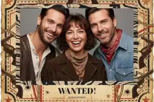 Variante format paysage 6x4, 1 photo et orientation paysage du design photobooth Wild West Wanted Poster 2 pour Vivabox