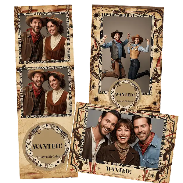 Design photobooth Wild West Wanted Poster 2 pour Vivabox et Miroir
