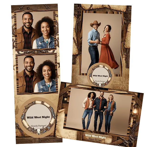 Design photobooth Rustic Western Night pour Vivabox et Miroir