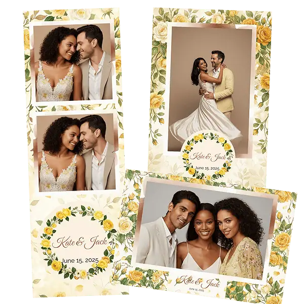 Design photobooth Yellow Rose Garden Wedding pour Vivabox et Miroir