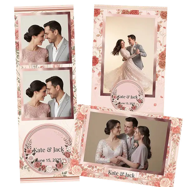 Design photobooth Romantic Rose Wedding pour Vivabox et Miroir