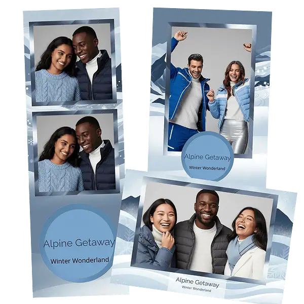 Design photobooth Blue Winter Aprs Ski pour Vivabox et Miroir
