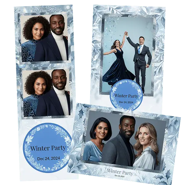 Design photobooth Elegant Snowy Winter pour Vivabox et Miroir