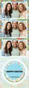 Variante bande 2x6, 3 photos et orientation paysage du design photobooth Watercolor Easter Eggs And Daisies pour Vivabox