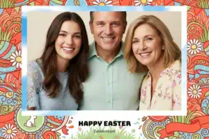 Variante format paysage 6x4, 1 photo et orientation paysage du design photobooth Watercolor Easter Eggs And Daisies pour Vivabox