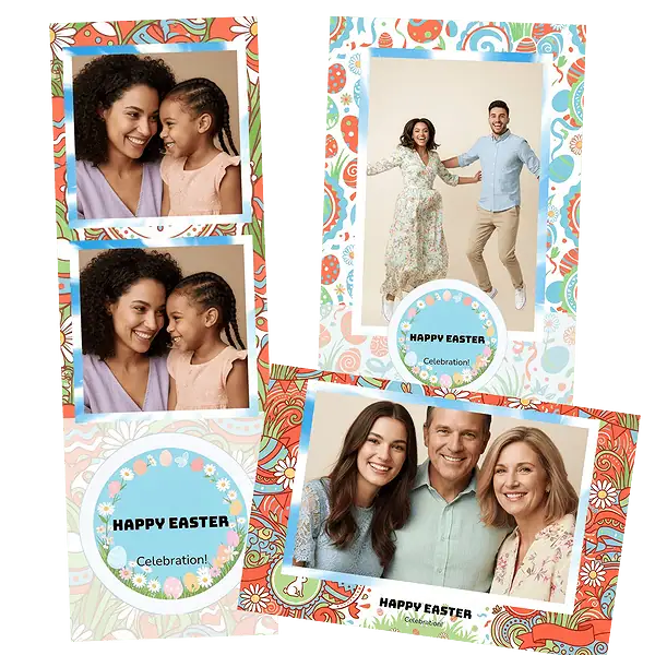 Design photobooth Watercolor Easter Eggs And Daisies pour Vivabox et Miroir