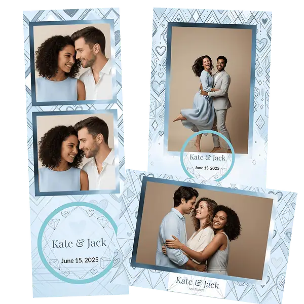 Design photobooth Pastel Blue Geometric Sketch pour Vivabox et Miroir