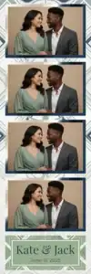 Variante bande 2x6, 4 photos et orientation paysage du design photobooth Gold Confetti Wedding Template pour Vivabox