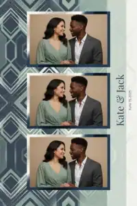 Variante format portrait 4x6, 3 photos et orientation paysage du design photobooth Gold Confetti Wedding Template pour Miroir Magique